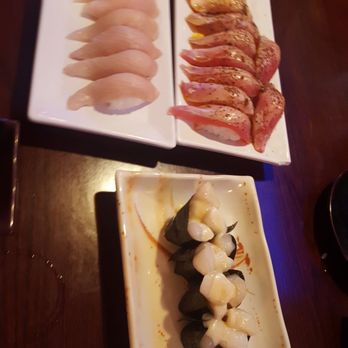 Ozeki Sushi - All-you-can-eat sushi order with scallop rolls on the bottom - Japanese Near Me - Chino, California Ozeki Sushi - All-you-can-eat sushi order with scallop rolls on the bottom - Japanese Near Me - Chino, California