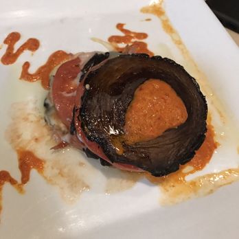 La Locanda Ristorante - Portabello & Prosciutto Tower had Grilled Portobello & tomato, prosciutto, smoked Mozzarella & roasted red pepper coulis.  Hubby enjoyed - Italian Near Me - Newtown Square, Pennsylvania
