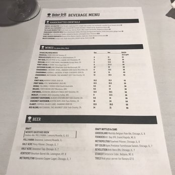 Weber Grill Restaurant - Beverage menu - Barbeque Near Me - Chicago, Illinois