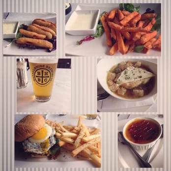 Five Ten Bistro - Deep fried pickles sweet potato fries French onion soup blue cheese burger with over easy egg and a blonde beer creme Brulé. - Bars Near Me - Merced, California Five Ten Bistro - Deep fried pickles sweet potato fries French onion soup blue cheese burger with over easy egg and a blonde beer creme Brulé. - Bars Near Me - Merced, California