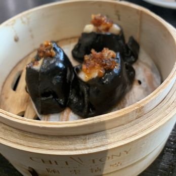 Chef Tony Dim Sum - Squid Ink Scallop Dumpling with XO Sauce XO - Dim Sum Near Me - Arcadia, California Chef Tony Dim Sum - Squid Ink Scallop Dumpling with XO Sauce XO - Dim Sum Near Me - Arcadia, California