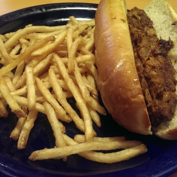 Blue Zucchini & Company - Carolina sandwich with shoestring fries - Burgers Near Me - High Point, North Carolina Blue Zucchini & Company - Carolina sandwich with shoestring fries - Burgers Near Me - High Point, North Carolina