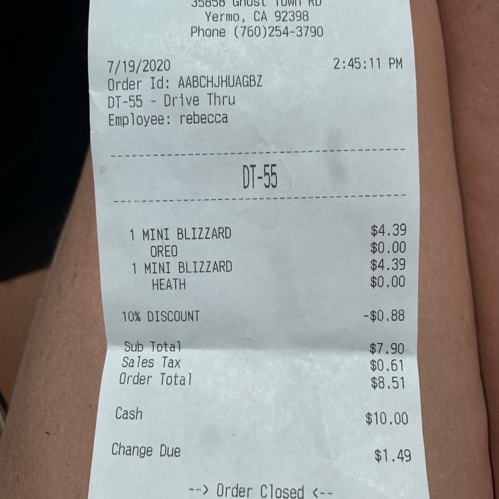 Dairy Queen Grill & Chill - They honor the 10% off yelp check in - Ice Cream & Frozen Yogurt Near Me - Yermo, California Dairy Queen Grill & Chill - They honor the 10% off yelp check in - Ice Cream & Frozen Yogurt Near Me - Yermo, California