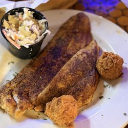 Red Fish (blackened) with coleslaw and sweet potatoes