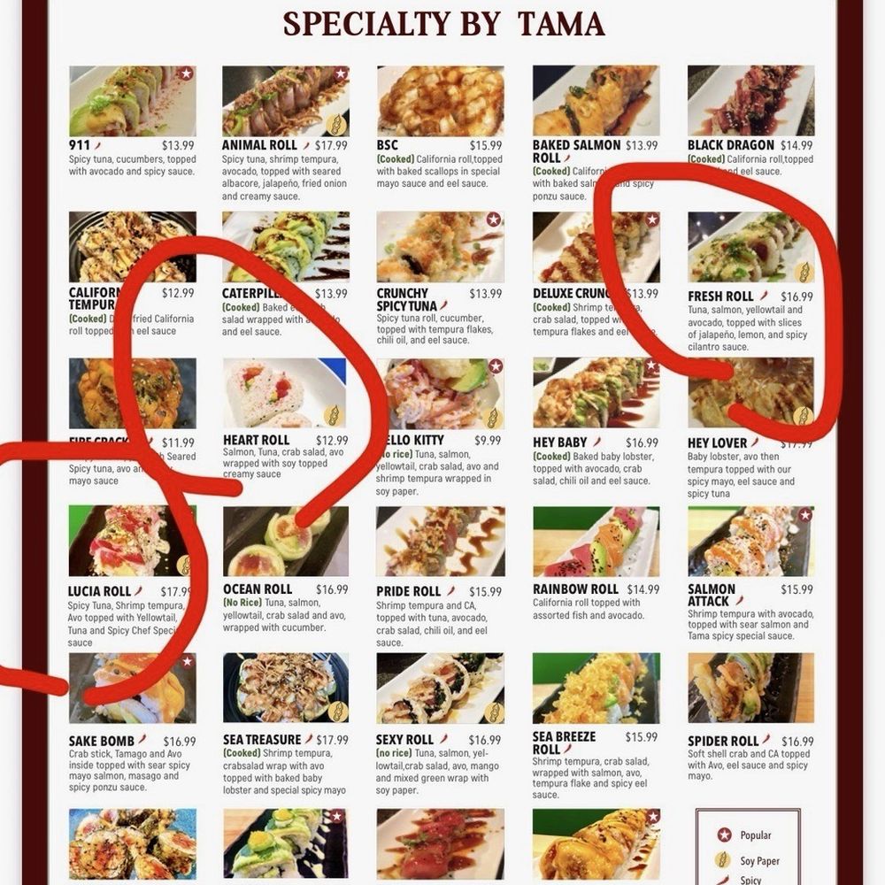 Tama Sushi - Over charging on final bill - Sushi Bars Near Me - Huntington Beach, California