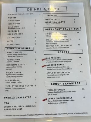 Menu photo 8 Coffee Religion Las Vegas, NV