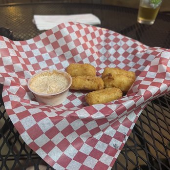 Lees Brass Taps Bar and Grill - Mac&Cheese Bites with Cajun Ranch (After we had already eaten some) - Burgers Near Me - Greensboro, North Carolina