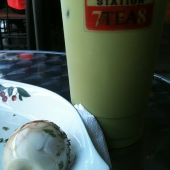 Station 7tea8 - Matcha milk tea and a tea egg. Tea eggs. Glorious glorious tea eggs. - Tea Rooms Near Me - Quezon City, NCR