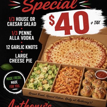 Anthonys Pizza - Dinner Box Special - Pizza Near Me - East Rockaway, New York Anthonys Pizza - Dinner Box Special - Pizza Near Me - East Rockaway, New York