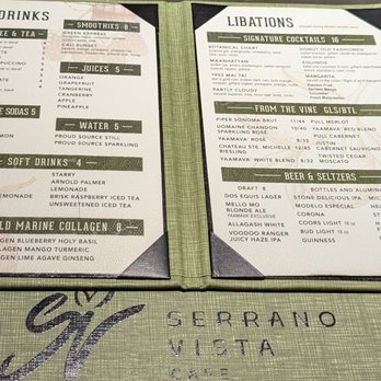 Serrano Vista Cafe - Beverages Menu - Cafes Near Me - S Highland, California Serrano Vista Cafe - Beverages Menu - Cafes Near Me - S Highland, California