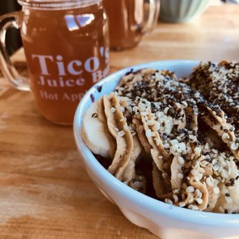 Tico's Eatery and Juice Bar - protein acai bowl w hot apple cider - Juice Bars & Smoothies Near Me - Princeton, New Jersey Tico's Eatery and Juice Bar - protein acai bowl w hot apple cider - Juice Bars & Smoothies Near Me - Princeton, New Jersey