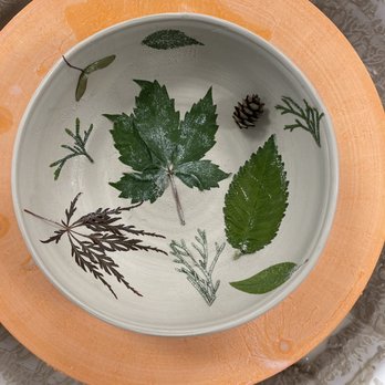 Kil'n It Pottery Studio - Leaf press bowl, before the kiln and glaze - Art Classes Near Me - Enfield, Connecticut