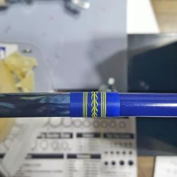JL Custom Rods - Olive Branch decorative wrap framing an abalone inlay. This is pre-finish.