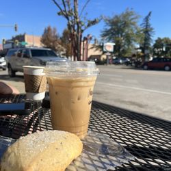 Colter Coffee - Breakfast and a scone outside the front of the Cafe