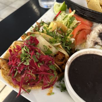 Lucha Restaurant - Tacos, I got the plate of 3. The shrimp was good. Chicken was not... honestly did not eat all of it. The pastor was OK. - Mexican Near Me - St. Louis, Missouri