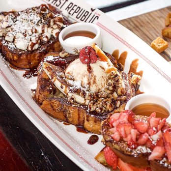 Breakfast Republic - French Toast Sampler (S'mores, Banana Split, Strawberry Marscapone)  IG @huangryfoodie - Breakfast & Brunch Near Me - Irvine, California