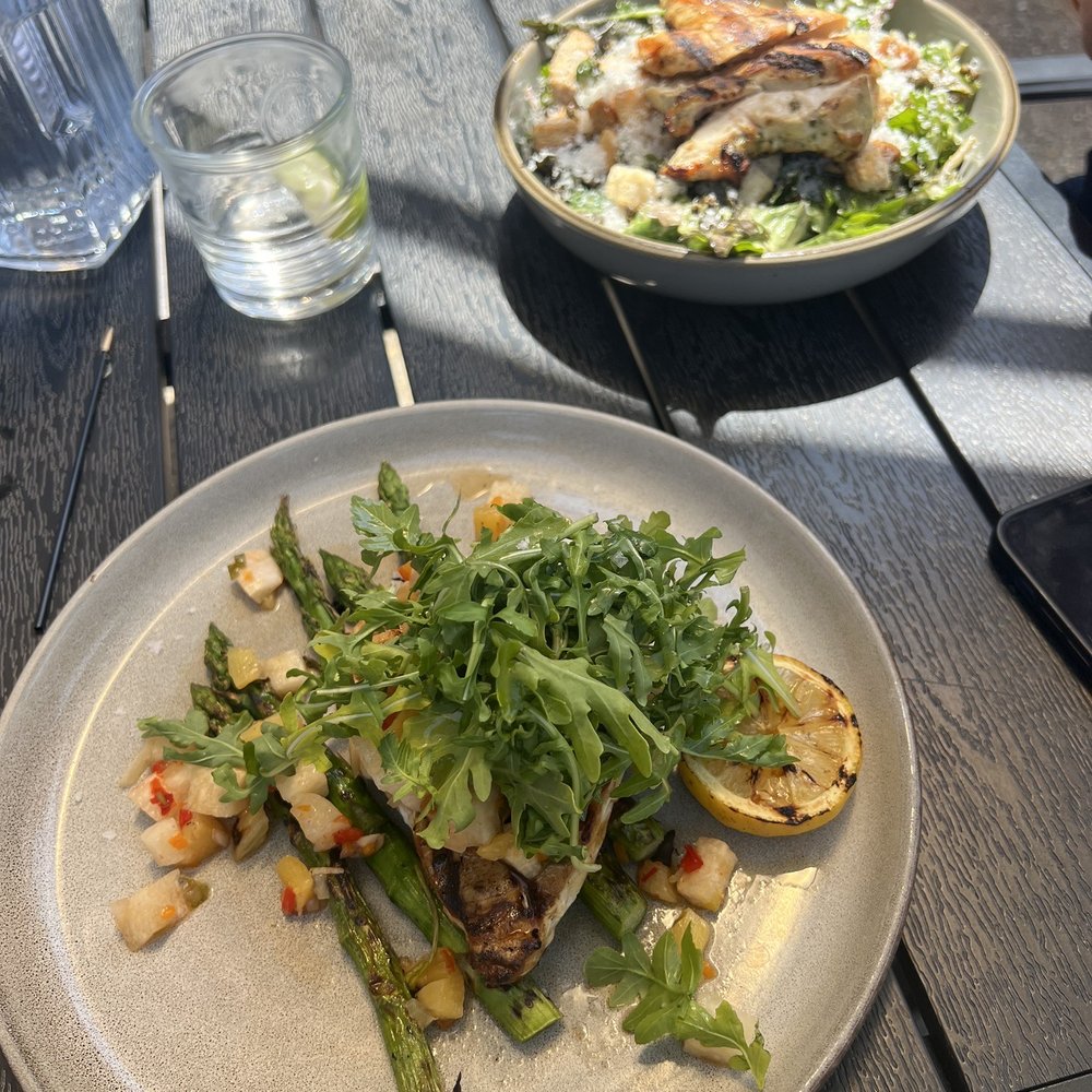 Swordfish and chicken Caesar