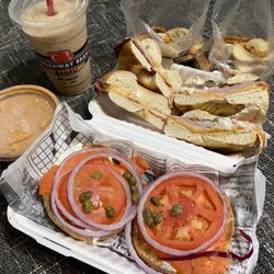 Broadway Bean and Bagel - Frozen Chai Tea, Tomato Dill Soup, Reuben Sandwich, Monte Cristo Sandwich, and Nova Scotia Lox on Everything Bagel