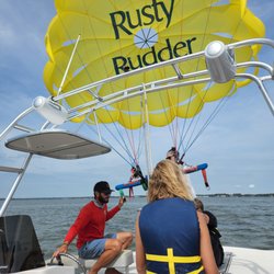 Dewey Beach Parasail - Getting chute ready to fly.