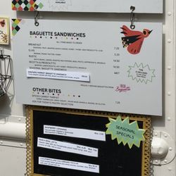 Baguette sandwhich menu!