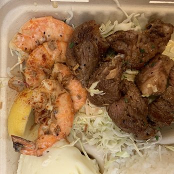 Steak Teppei - Steak/Shrimp Plate: 4 pieces of shrimp & 7 pieces of steak. $14.95 - Teppanyaki Near Me - Honolulu, Hawaii Steak Teppei - Steak/Shrimp Plate: 4 pieces of shrimp & 7 pieces of steak. $14.95 - Teppanyaki Near Me - Honolulu, Hawaii