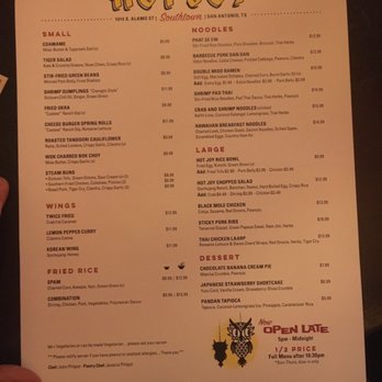 Hot Joy - Menu - Asian Fusion Near Me - San Antonio, Texas