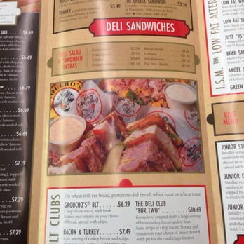 Groucho's Deli - The menu. - Delis Near Me - Columbia, South Carolina