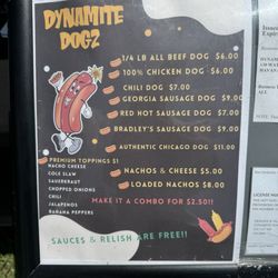 Dynamite Dogz - Menu and prices. Can't beat 'em!