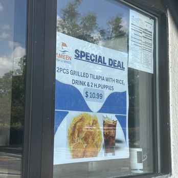 Ameen Fish & Wings - Specials and grade at drive thru window - Seafood Near Me - Snellville, Georgia