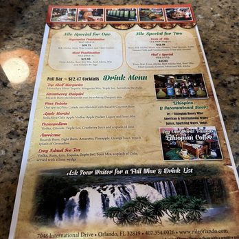Nile Ethiopian - Food menu including combination platters - Ethiopian Near Me - Orlando, Florida