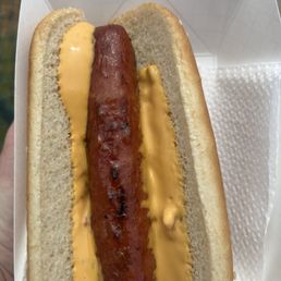 Cheese dog. You can get a wide variety of other toppings also. Cheese dog. You can get a wide variety of other toppings also.