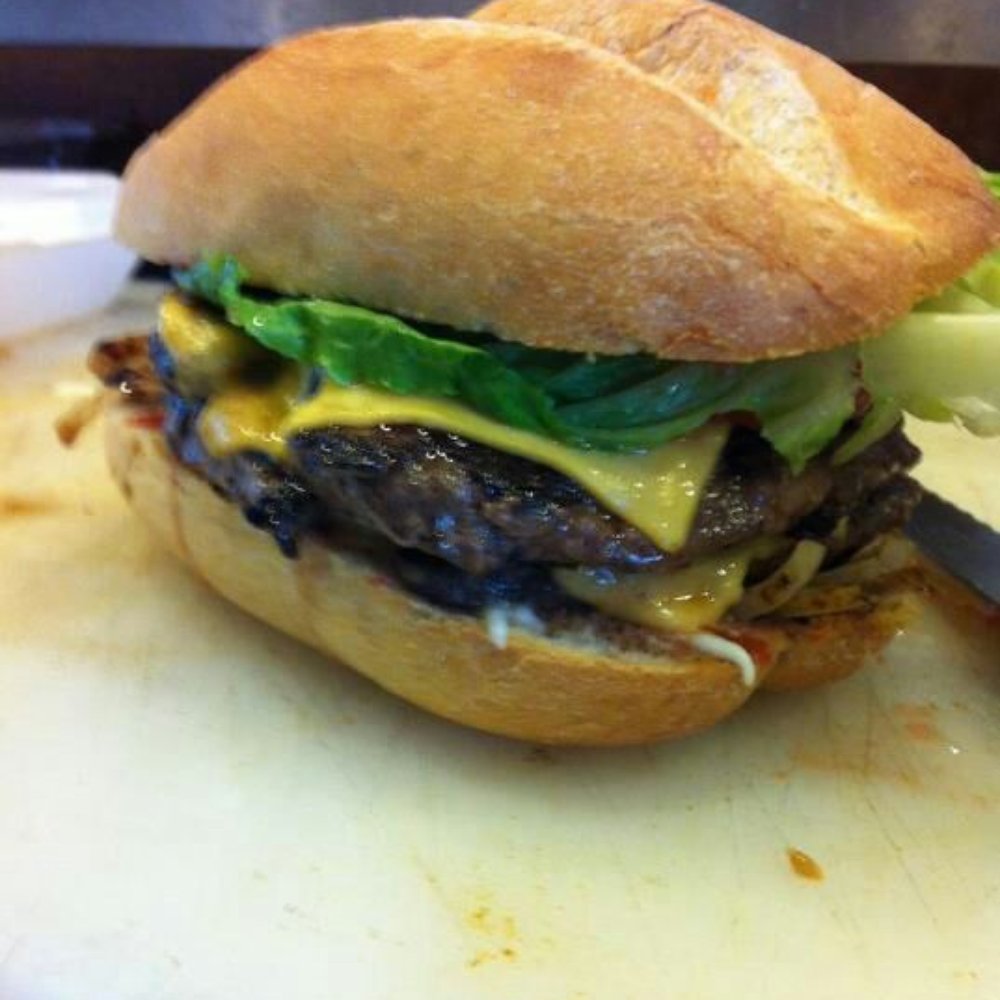 Long Ave BBQ - Double Cheeseburger with a Portuguese flair. - Barbeque Near Me - Hillside, New Jersey Long Ave BBQ - Double Cheeseburger with a Portuguese flair. - Barbeque Near Me - Hillside, New Jersey
