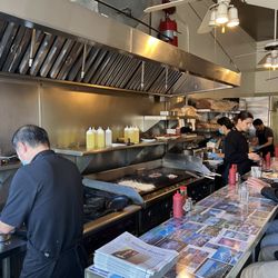 Inside kitchen and dining room