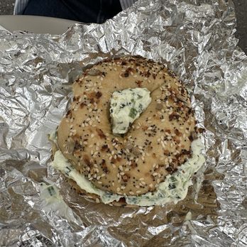 Benevolent Coffee Cart - Bagel with chive cream cheese - Coffee & Tea Near Me - Portland, Oregon