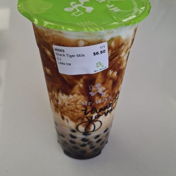 Mr Wish Herndon-Reston - Black Tiger Milk, with fresh-made Boba crystals. - Bubble Tea Near Me - Herndon, Virginia