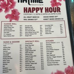 Happy hour menu Happy hour menu