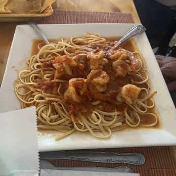 Latin American Cuisine - Shrimp with Garlic Sauce and homemade spaghetti - Mexican Near Me - Boonton, New Jersey