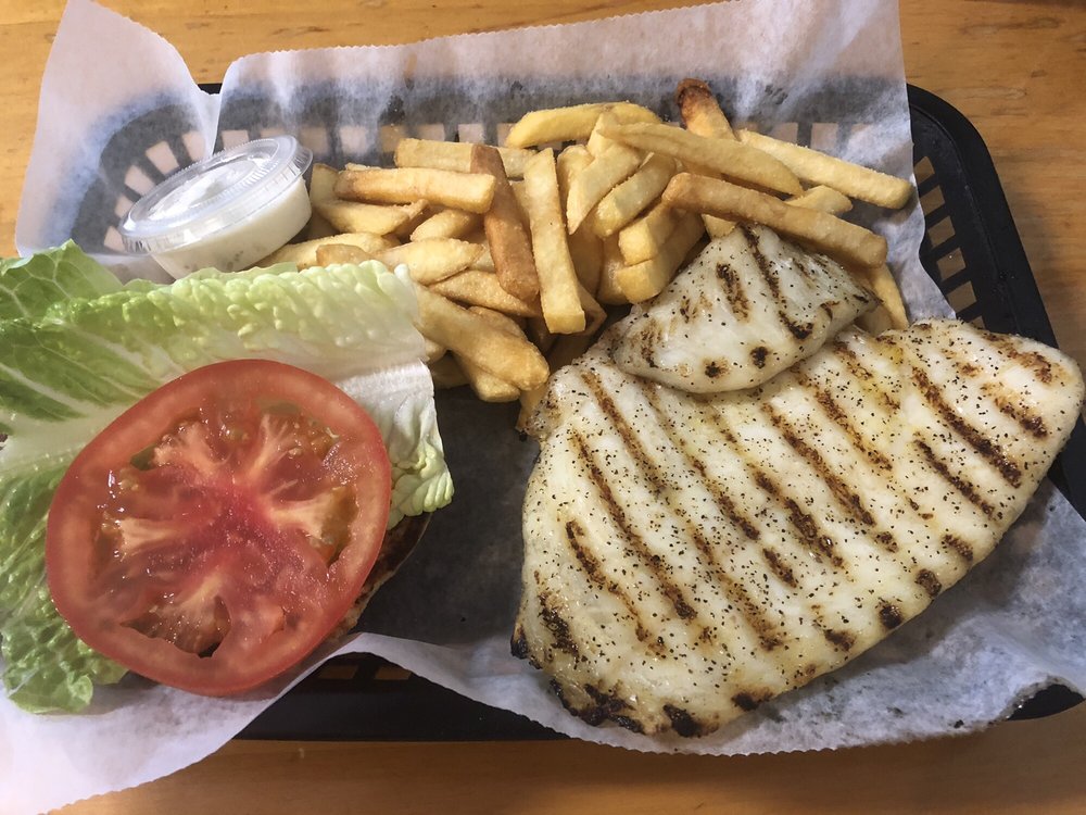 Fresh catch grilled hogfish sandwich with fries Yelp