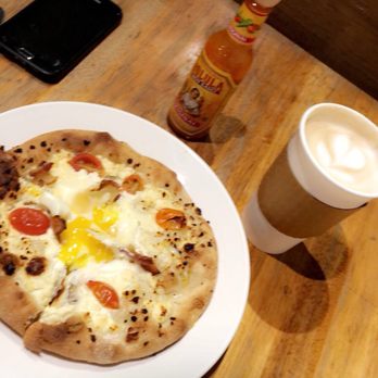 Bread Lounge - Gringo Focaccia with a 16oz latte - Bakeries Near Me - Los Angeles, California