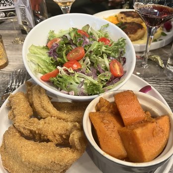 Sweet T's Southern Eatery - Catfish, yams and side salad... the yams were good. - Soul Food Near Me - Montclair, New Jersey Sweet T's Southern Eatery - Catfish, yams and side salad... the yams were good. - Soul Food Near Me - Montclair, New Jersey