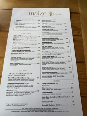 Menu photo 1 Maize Cocina And Cocktails Westfield, NJ Menu photo 1 Maize Cocina And Cocktails Westfield, NJ