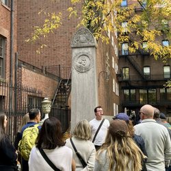 Hub Town Tours - Tour guide, Jon, telling us some of the people buried at the Granary Butial Site, including 3 signers of the Declaration of Independence.