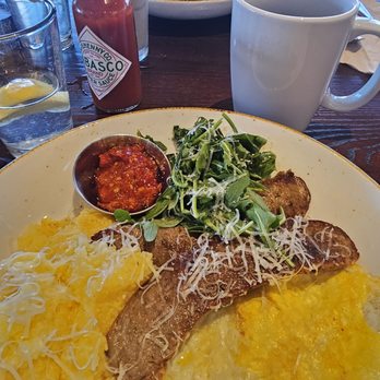 First Watch - Spicy Sausage with Eggs Over Hard and Cheesy Grits - Breakfast & Brunch Near Me - Goodyear, Arizona First Watch - Spicy Sausage with Eggs Over Hard and Cheesy Grits - Breakfast & Brunch Near Me - Goodyear, Arizona