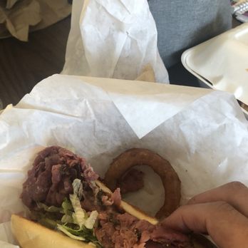 Sno-White Drive-In - Inside a pastrami sandwich. Really really good - Ice Cream & Frozen Yogurt Near Me - Riverbank, California Sno-White Drive-In - Inside a pastrami sandwich. Really really good - Ice Cream & Frozen Yogurt Near Me - Riverbank, California