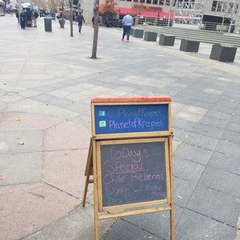 Planet of the Krepes - a chalkboard sign on a sidewalk - Food Trucks Near Me - Denver, Colorado Planet of the Krepes - a chalkboard sign on a sidewalk - Food Trucks Near Me - Denver, Colorado