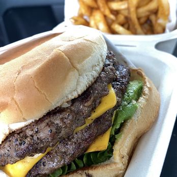 Sparky's Giant Burgers - Double cheeseburger with avocado and seasoned curly fries - Burgers Near Me - Oakland, California