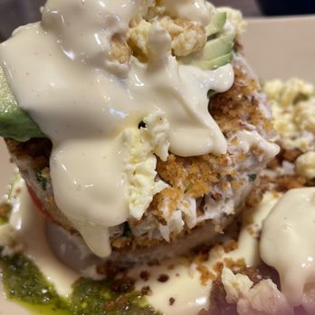 Snooze, an A.M. Eatery - Crab cake Benedict - Breakfast & Brunch Near Me - Nashville, Tennessee