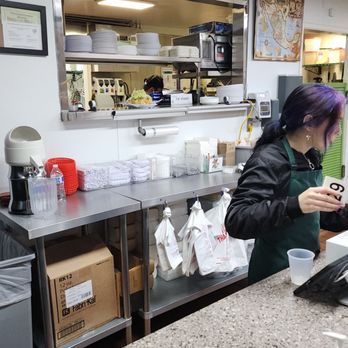 Tacos El Compa - Service, kitchen counter. Just after paying, my taco salad was already waiting to be served. - Mexican Near Me - Castro Valley, California