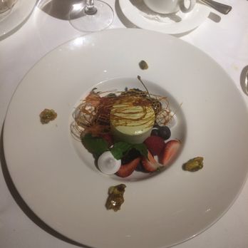 The Post Hotel Dining Room - pistachio parfait - Canadian (New) Near Me - Lake Louise, Alberta