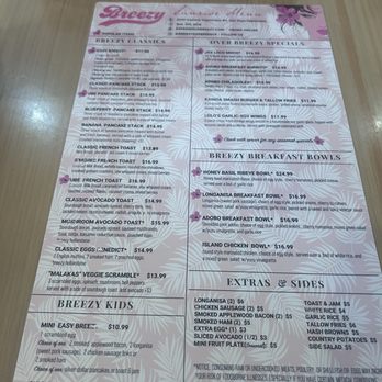 Breezy - Menu - Breakfast & Brunch Near Me - San Juan Capistrano, California